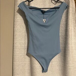 Express Light Blue Off-Shoulder Kids Bodysuit
